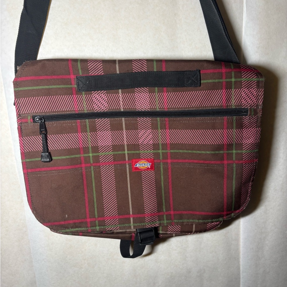 Y2K Dickies Brown and Pink Plaid Messenger Bag